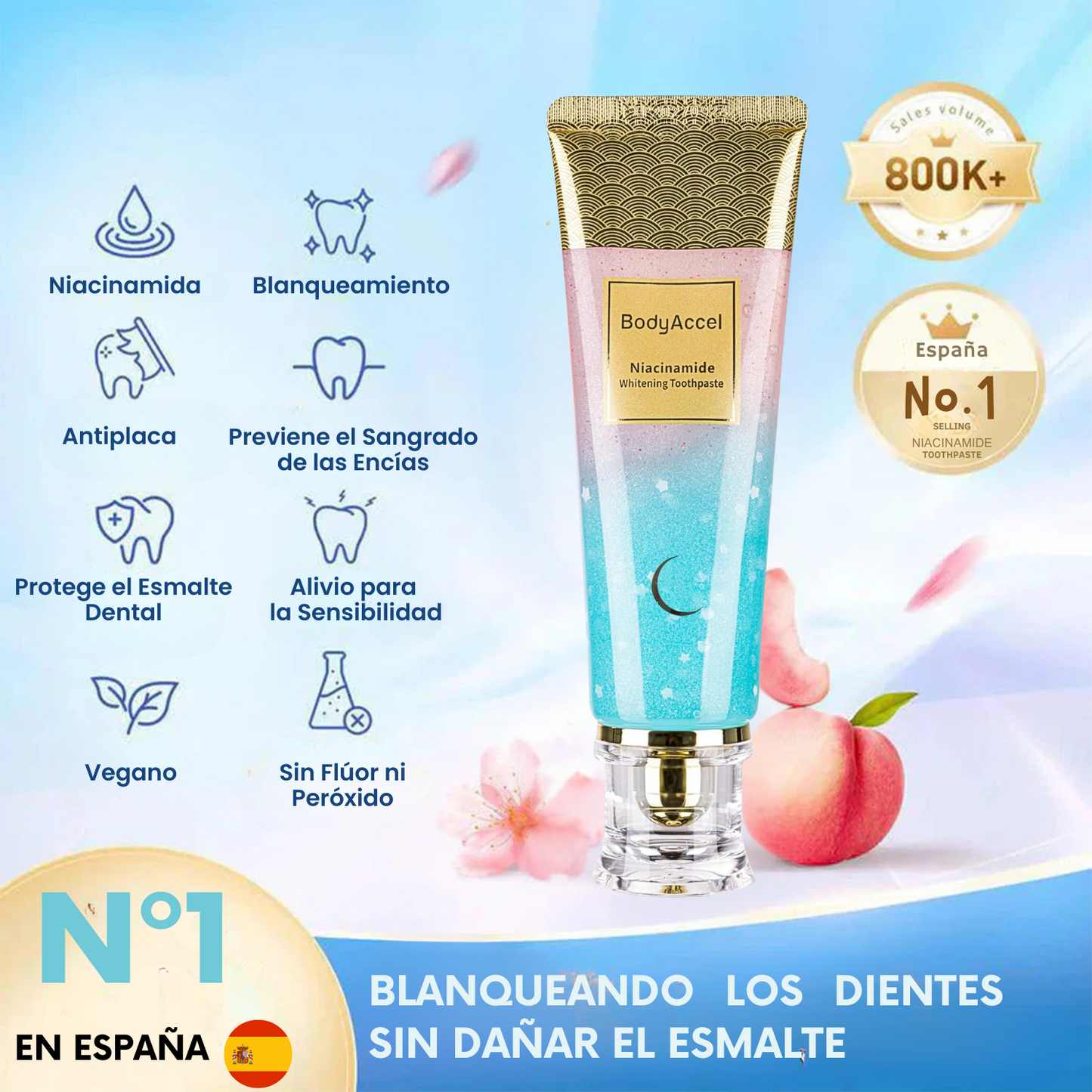 BodyAccel Pasta Blanqueadora Natural – Fórmula Suave con Niacinamida